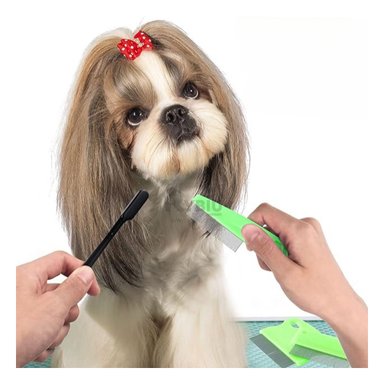 PEINE PERRO Y GATO RYBIU MA29621 FINO ANTIPULGAS DE VERDE + STICKERS