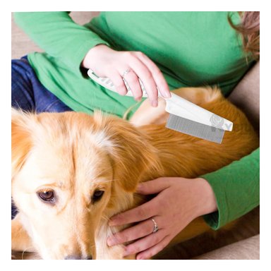 PEINE PERRO Y GATO RYBIU MA29622 DE MACOTAS SACA PULGAS TONO BLANCO + PAPEL DE REGALO