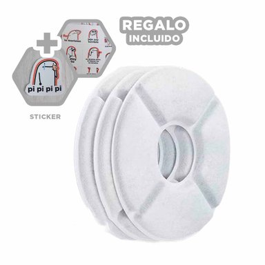 FILTRO ALGODÓN PERRO Y GATO MA29853 SET CIRCULAR COMPACTO BEBEDERO BLANCO Y STICKERS RYBIU