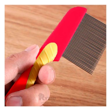 PEINE PERRO RYBIU MA29638 ELEGANTE DESPARASITADOR TONO ROJO + STICKERS