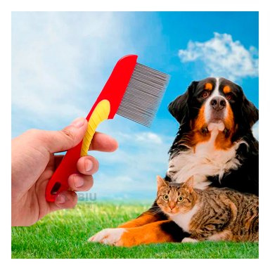 PEINE PERRO Y GATO RYBIU MA29638 DE DE ACERO ROJO + PAPEL DE REGALO