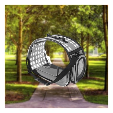 TRANSPORTADOR RYBIU PERROS Y GATOS MA29890 BONITO Y COMODO TONO PLOMO + STICKERS