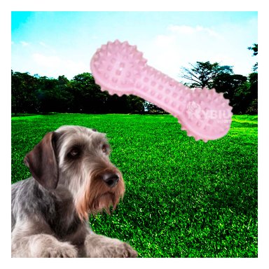 JUGUETE PERRO MA29643 RYBIU RESISTENTE CON PUAS TONO ROSADO Y STICKERS