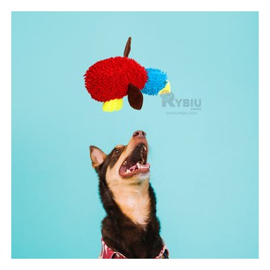 PELUCHE PERRO MA29949 RYBIU LLAMATIVO PATO ROJO Y CELESTE + STICKERS