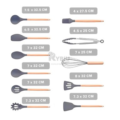 SET UTENSILIOS RYBIU CO29818 GRIS OSCURO COCINA PLOMO + REGALO STICKERS
