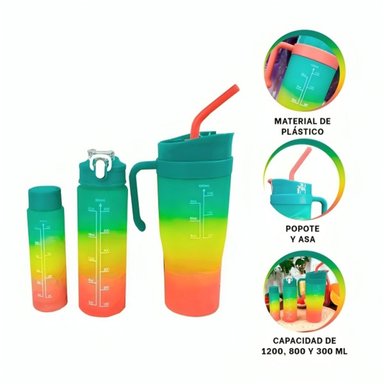 TOMATODO RYBIU CO30085 1200 ML 800 ML 300 ML TRIO STICKER 2D VERDE - 3