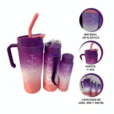 TOMATODO RYBIU CO30089 1200 ML 800 ML 300 ML TRIO STICKER 2D MORADO - 3