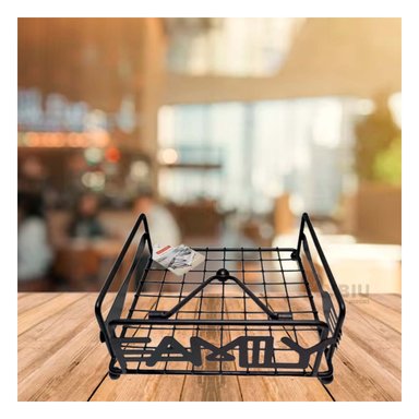 SERVILLETERO RYBIU CO29716 NEGRO PRACTICO TONO ACERO INOXIDABLE