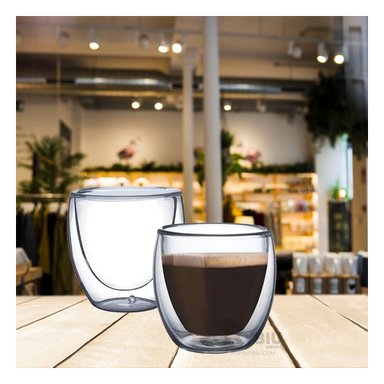 TAZA PARA CAFE ESPRESSO EN TRANSPARENTE Y+STICKERS