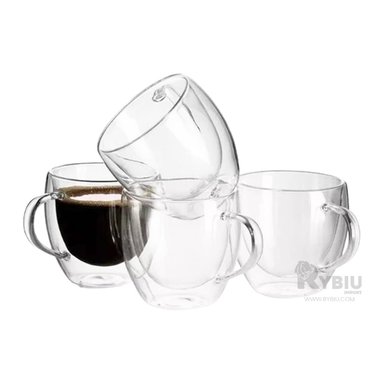TAZA ELEGANTE DE VIDRIO 250ML 8.3X8.3X9CM Y+PAPEL DE REGALO