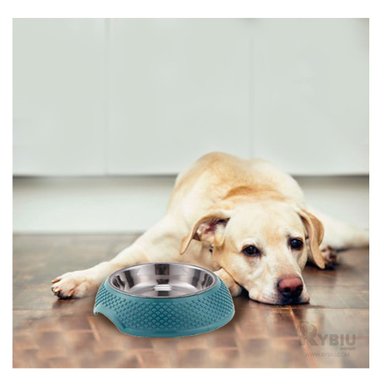 PLATO ACERO INOXIDABLE PERRO Y GATO MA29884 MASCOTA TONO VERDE OSCURO Y AGENDITA RYBIU