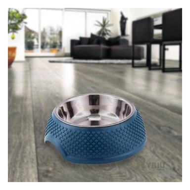 PLATO ACERO INOXIDABLE PERRO MA29883 COLOR AZUL OSCURO RYBIU