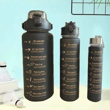 TOMATODO RYBIU CO29584 2L 1L Y 300ML TRIO ALTA CON TAPA NEGRA