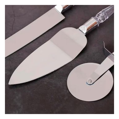 SET RYBIU UTENSILIOS CORTAR MANGO ACRÍLICO + PAPEL REGALO CO30049