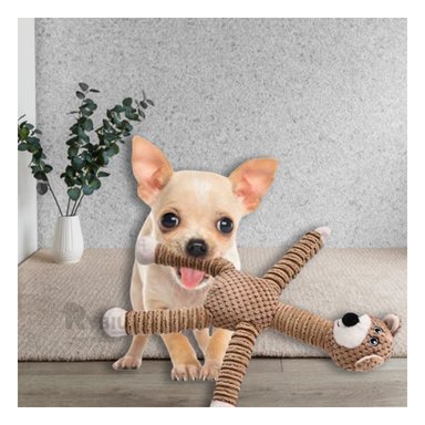 PELUCHE PERRO Y GATO MA30014 RYBIU CON SONIDO MOSTAZA Y PAPEL DE REGALO