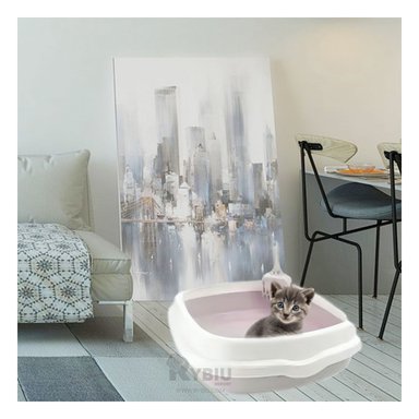 ARENERO GATO RYBIU MA30902 CON BANDEJA Y PALA COLOR LILA + PAPEL REGALO