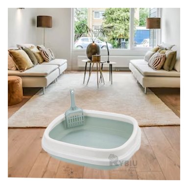 ARENERO GATO RYBIU MA30901 CON BANDEJA Y PALA CELESTE + PAPEL REGALO