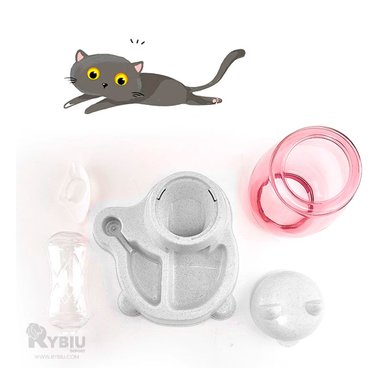 COMEDERO GATO MA31069 PRÁCTICO Y FUNCIONAL COLOR BLANCO Y AGENDITA RYBIU - 2
