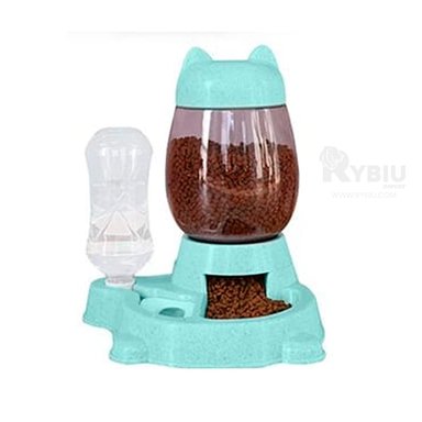 COMEDERO GATO MA31071 Y BEBEDERO UNIDO PET COLOR CELESTE RYBIU