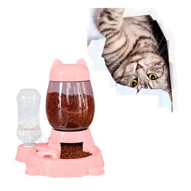 COMEDERO GATO MA31068 FUNCIONAL Y PRÁCTICO COLOR ROSADO Y AGENDITA RYBIU