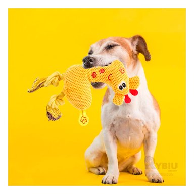 JUGUETE PERRO FELPA MA31115 RYBIU TRAPO AMARILLO Y STICKERS