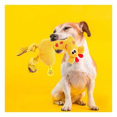 JUGUETE PERRO FELPA MA31115 RYBIU AMARILLO Y PAPEL REGALO - 3