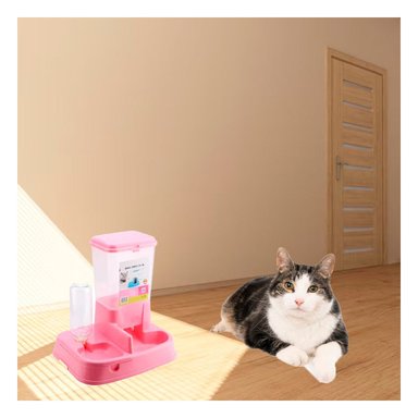 DISPENSADOR AGUA PERRO Y GATO MA31110 AUTOMÁTICO COLOR ROSADO Y PAPEL REGALO RYBIU - 5
