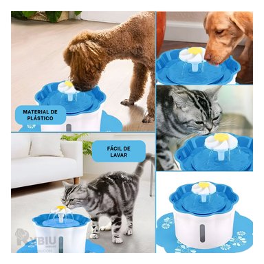 FUENTE PERRO Y GATO MA31422 MODERNA RELLENAR AGUA CELESTE Y STICKERS 2.5 LT RYBIU