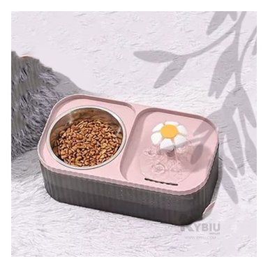 BEBEDERO PERRO Y GATO MA31403 FUENTE DOBLE RECTANGULAR MASCOTA COLOR ROSADO RYBIU