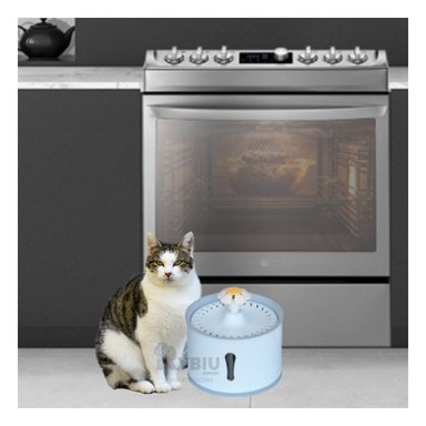 BEBEDERO PERRO Y GATO MA31412 FUENTE RESISTENTE AGUA CELESTE GRIS Y PAPEL REGALO RYBIU