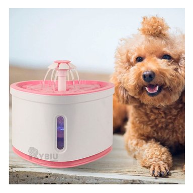 BEBEDERO PERRO Y GATO MA31415 FUENTE RESISTENTE Y ÚTIL MASCOTA COLOR ROSADO RYBIU
