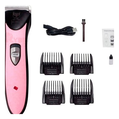 KIT PELUQUERÍA PERRO Y GATO RYBIU MA31080 CORTA PELO EFICIENTE Y SEGURO ROSADO + PAPEL DE REGALO