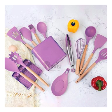 SET UTENSILIOS RYBIU CO29875 LILA RESISTENTE AL CALOR OLLAS + REGALO STICKERS