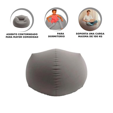 SOFÁ RYBIU PUFF INFLABLE MULTIUSOS NIÑOS 68579NP PLOMO - 3