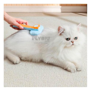 CEPILLO GATO RYBIU MA29961 CON BOTON LIMPIEZA NARANJA + AGENDITA PLÁSTICO Y ACERO COLOR CELESTE