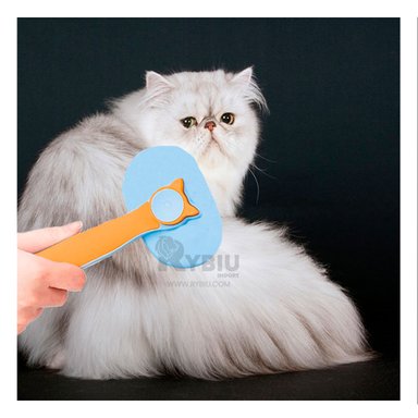 CEPILLO GATO RYBIU MA29961 LIMPIEZA COLOR NARANJA MANGO ERGONOMICO CELESTE