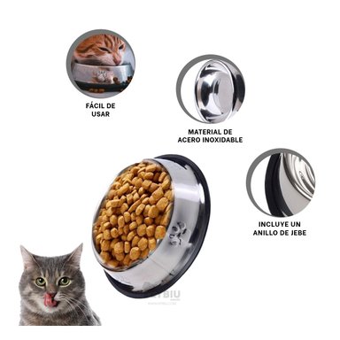 PLATO ACERO PERRO Y GATO MA31272 PET ALIMENTO SECOS TALLA S Y AGENDITA RYBIU