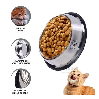 PLATO ACERO PERRO Y GATO MA31274 VERSÁTIL FORMA HUELLA TALLA XS Y PAPEL REGALO RYBIU