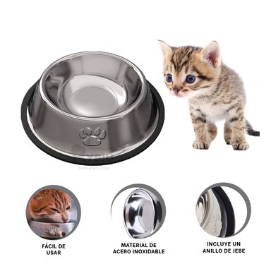 PLATO ACERO PERRO Y GATO MA31274 PET ALIMENTO SECOS TALLA XS Y AGENDITA RYBIU
