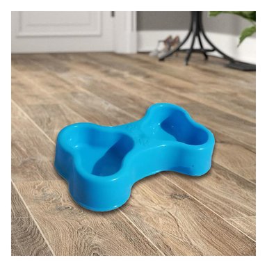 PLATO PERRO Y GATO MA31292 DUO COMPACTO HUESO COLOR CELESTE Y STICKERS RYBIU - 5