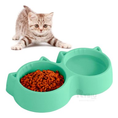 PLATO GATO MA31286 DOBLE COMPARTIMIENTO VERDE Y AGENDITA RYBIU - 3