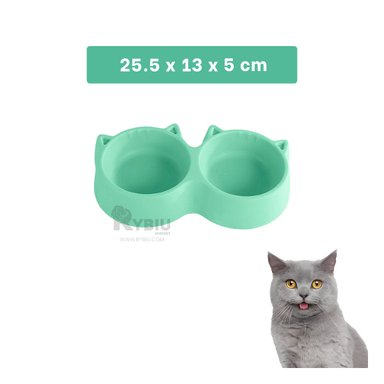 PLATO GATO MA31286 DOBLE COMPARTIMIENTO VERDE Y AGENDITA RYBIU - 5