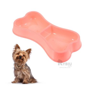 PLATO PERRO Y GATO MA31293 DOBLE FORMA HUESO ANCHO PET COLOR ROSADO RYBIU