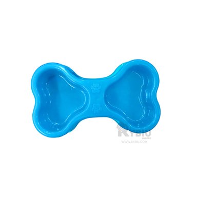 PLATO PERRO Y GATO MA31296 DOBLE FORMA HUESO DELGADO PET COLOR CELESTE RYBIU