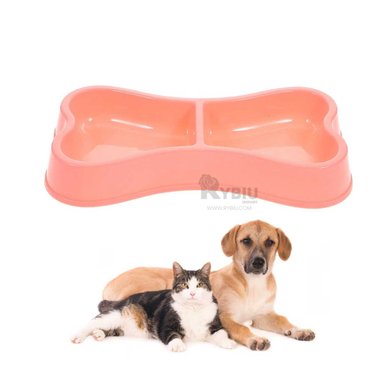PLATO PERRO Y GATO MA31293 DUO COMPACTO HUESO COLOR ROSADO Y STICKERS RYBIU