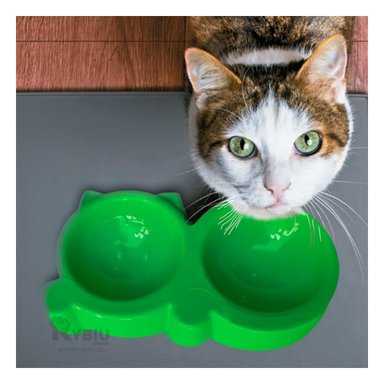 PLATO GATO MA31286 DUO COMPACTO OREJAS COLOR VERDE Y STICKERS RYBIU