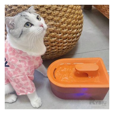 BEBEDERO GATO MA31423 FUENTE MODERNO Y PRÁCTICO COLOR NARANJA RYBIU