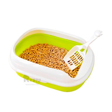 ARENERO GATO RYBIU MA30910 CON PALA COLADORA FELINO VERDE + STICKERS