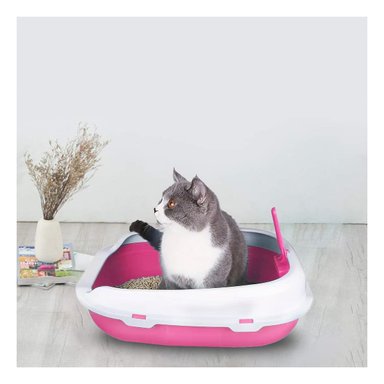 ARENERO GATO RYBIU MA30909 CON PALA COLADORA ROSADO + STICKERS - 2