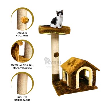 GYM GATO MA31122 RYBIU DE DOS PISOS FORMA CASA MOSTAZA - 2